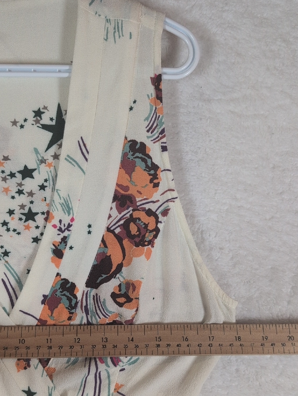 Free People Cream Floral Wrap Mini Dress with Orange & Pink Accents - Picture 6 of 7